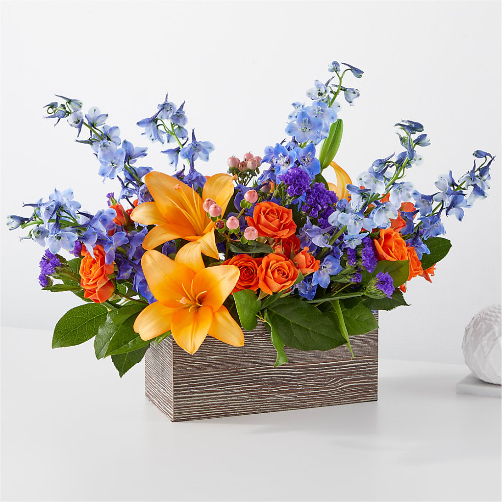 Radiant Citrus Box Bouquet – Park Lake Flowers, Mc Gregor TX