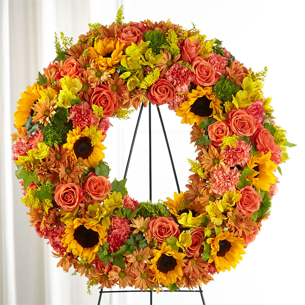 Autumnal Memories Wreath (Standard) – Park Lake Flowers, Mc Gregor TX