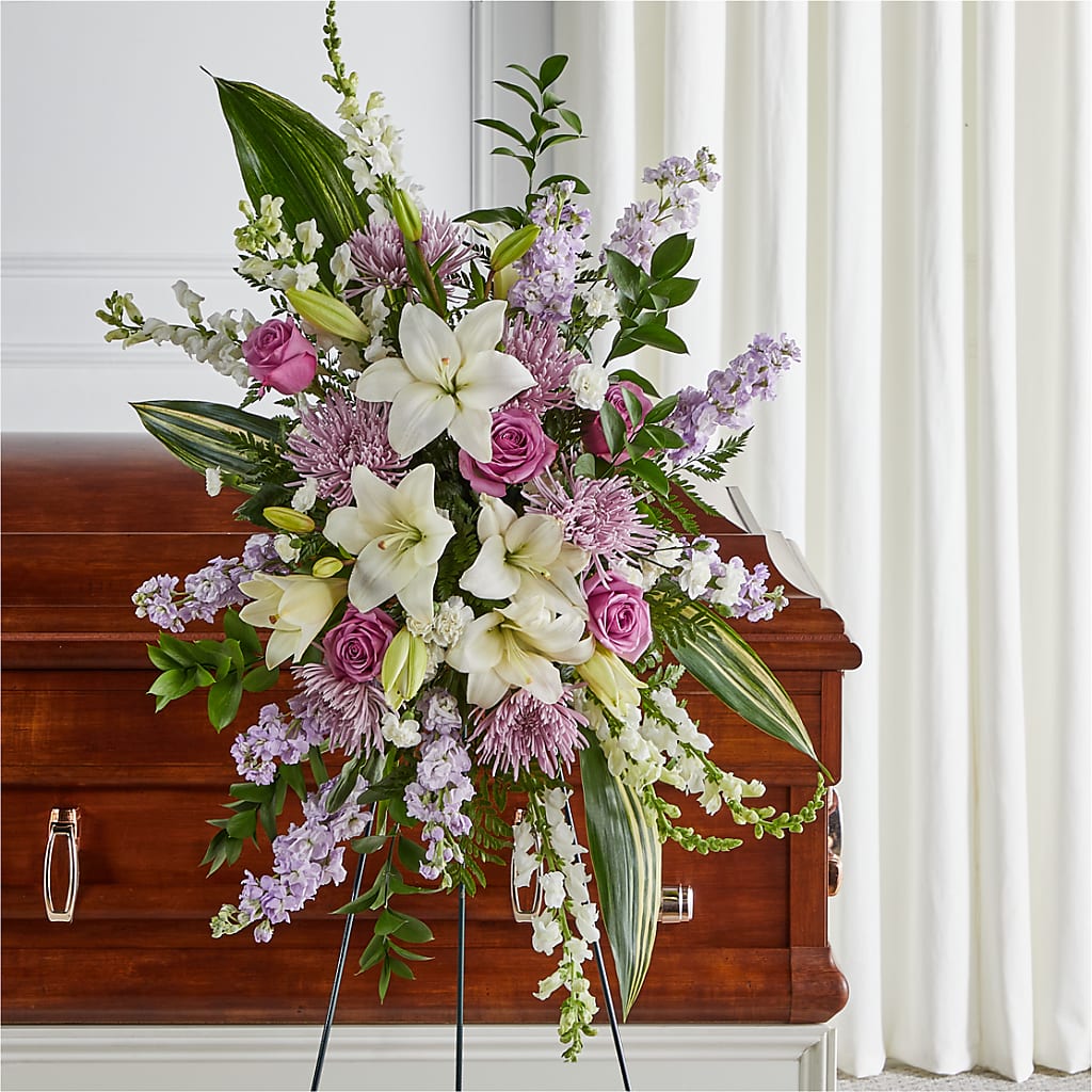 Grateful Hearts Standing Spray – Park Lake Flowers, Mc Gregor TX