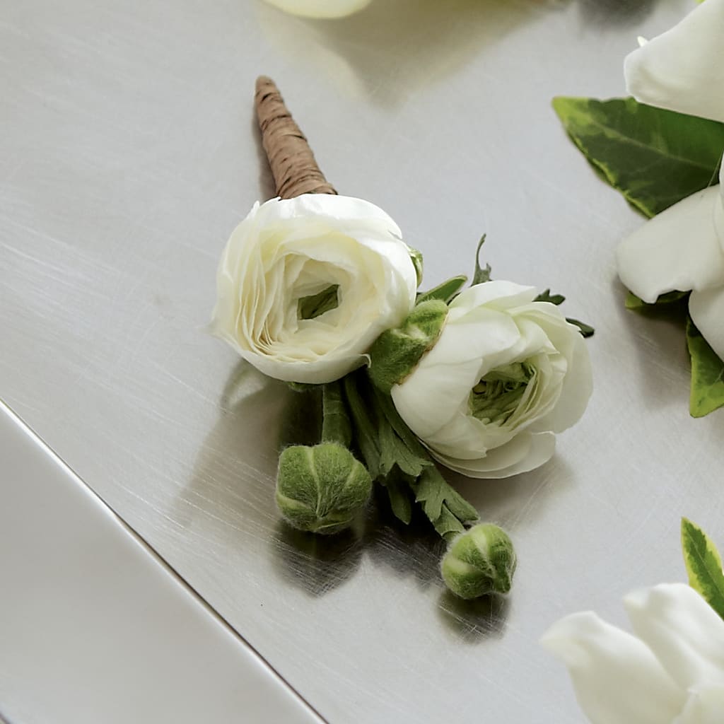 White Ranunculus Boutonniere – Park Lake Flowers, Mc Gregor TX