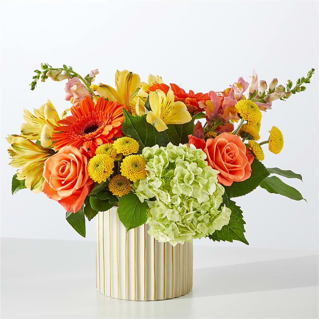 Autumn Sunshine Bouquet with Ivory Vase –  Park Lake Flowers, Mc Gregor TX