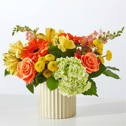 Autumn Sunshine Bouquet with Ivory Vase –  Park Lake Flowers, Mc Gregor TX