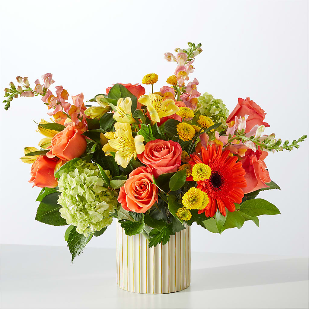 Autumn Sunshine Bouquet with Ivory Vase –  Park Lake Flowers, Mc Gregor TX