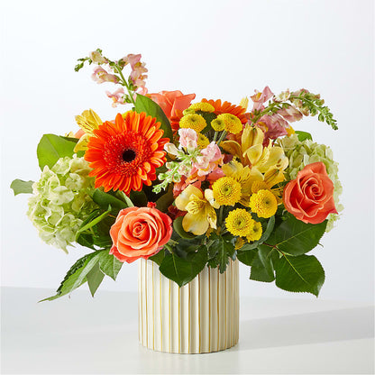 Autumn Sunshine Bouquet with Ivory Vase –  Park Lake Flowers, Mc Gregor TX