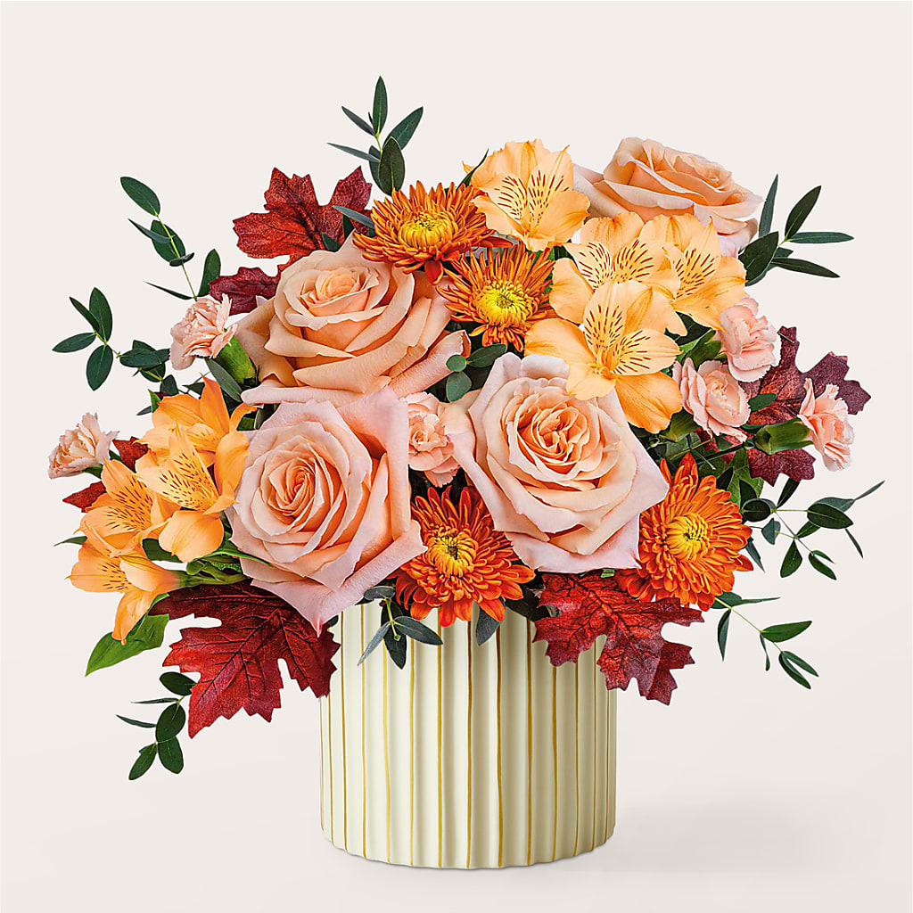 Spiced Latte Bouquet with Ivory Vase –  Park Lake Flowers, Mc Gregor TX
