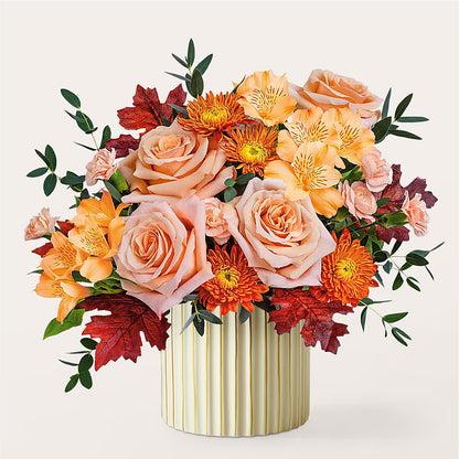 Spiced Latte Bouquet with Ivory Vase –  Park Lake Flowers, Mc Gregor TX