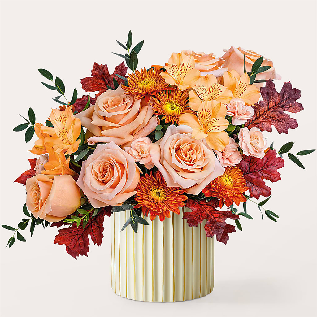 Spiced Latte Bouquet with Ivory Vase –  Park Lake Flowers, Mc Gregor TX