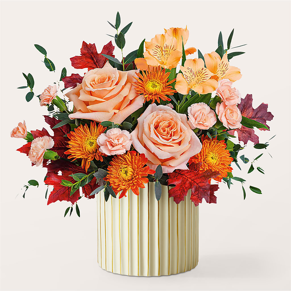 Spiced Latte Bouquet with Ivory Vase –  Park Lake Flowers, Mc Gregor TX