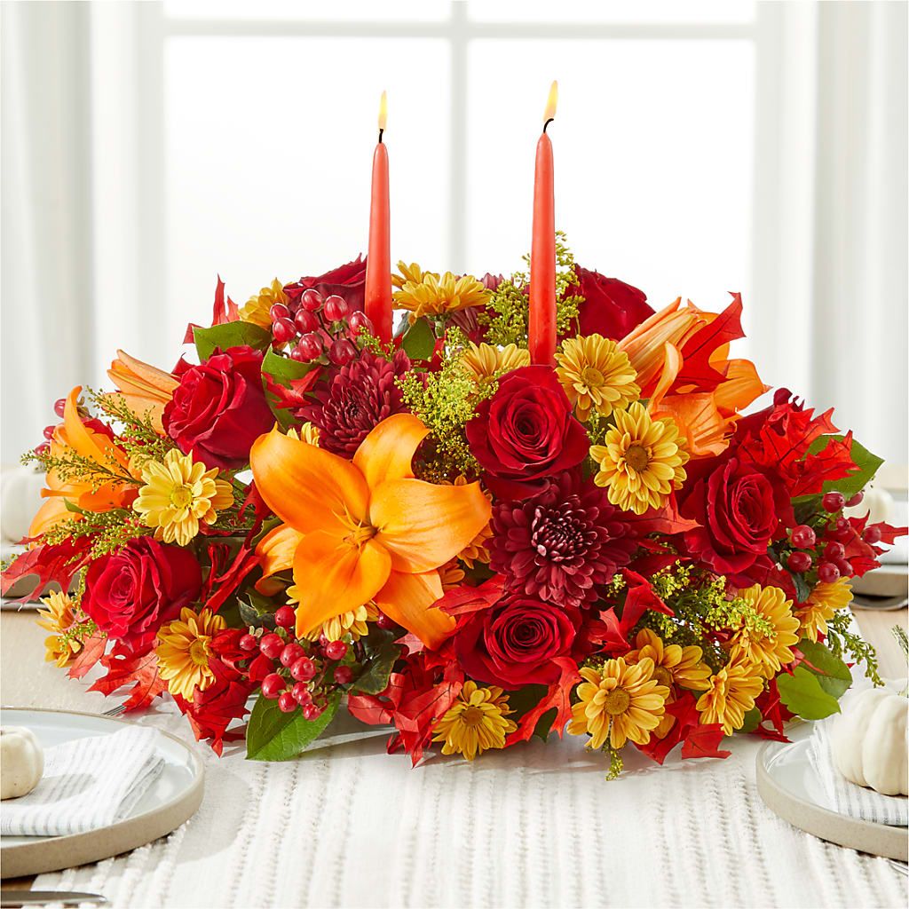 Autumn's Embrace Centerpiece –  Park Lake Flowers, Mc Gregor TX