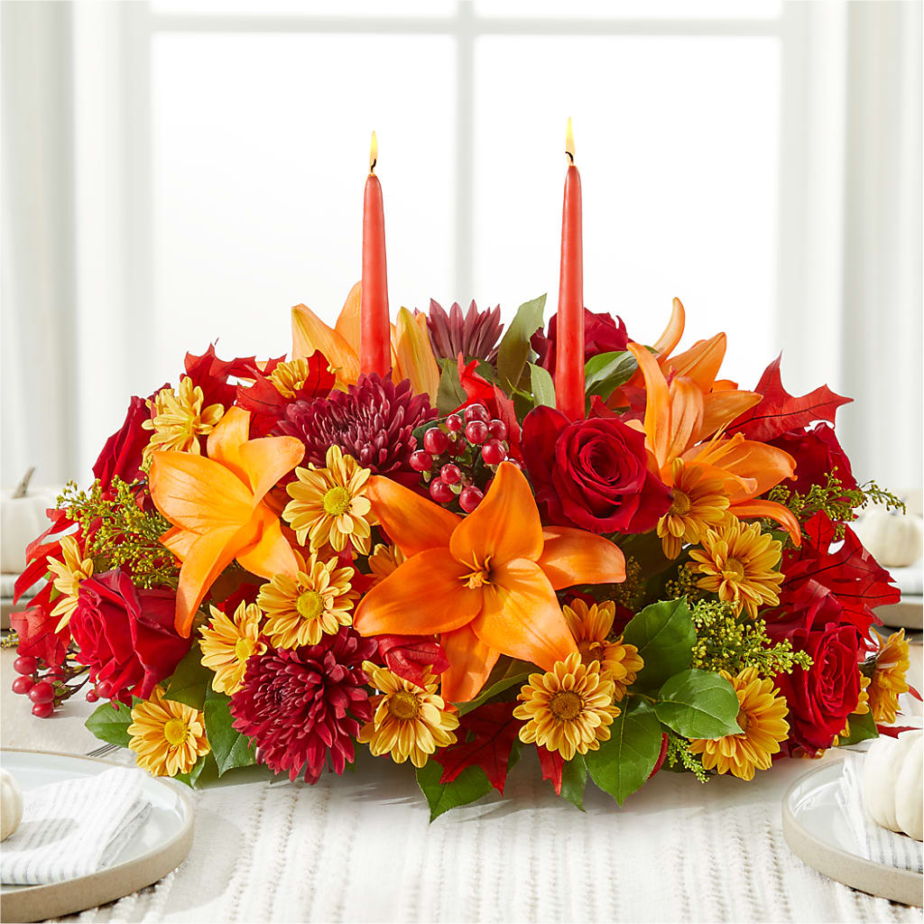 Autumn's Embrace Centerpiece –  Park Lake Flowers, Mc Gregor TX