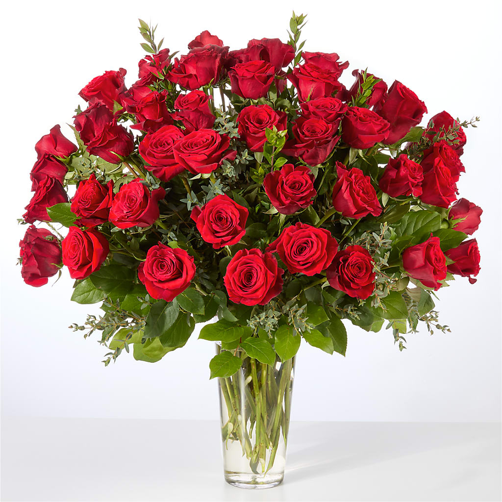 Forever Yours Fifty Stem Red Rose Bouquet –  Park Lake Flowers, Mc Gregor TX