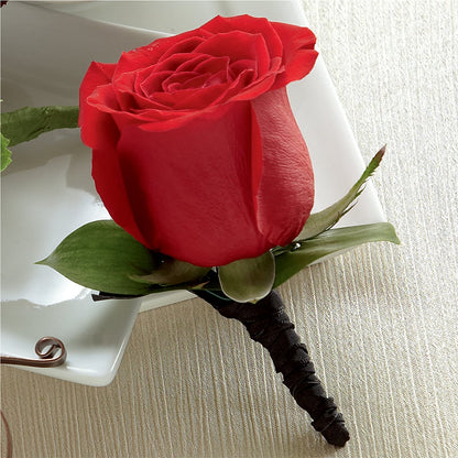 Red Rose Boutonniere –  Park Lake Flowers, Mc Gregor TX