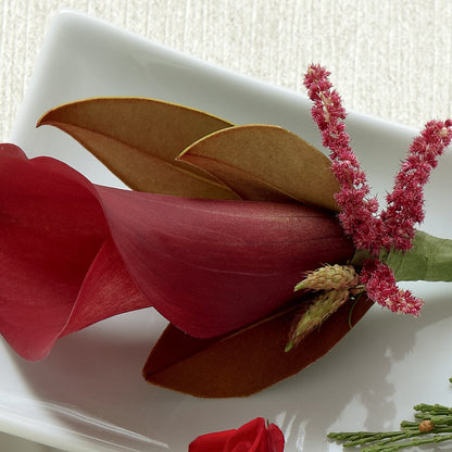 Red Calla Boutonniere –  Park Lake Flowers, Mc Gregor TX